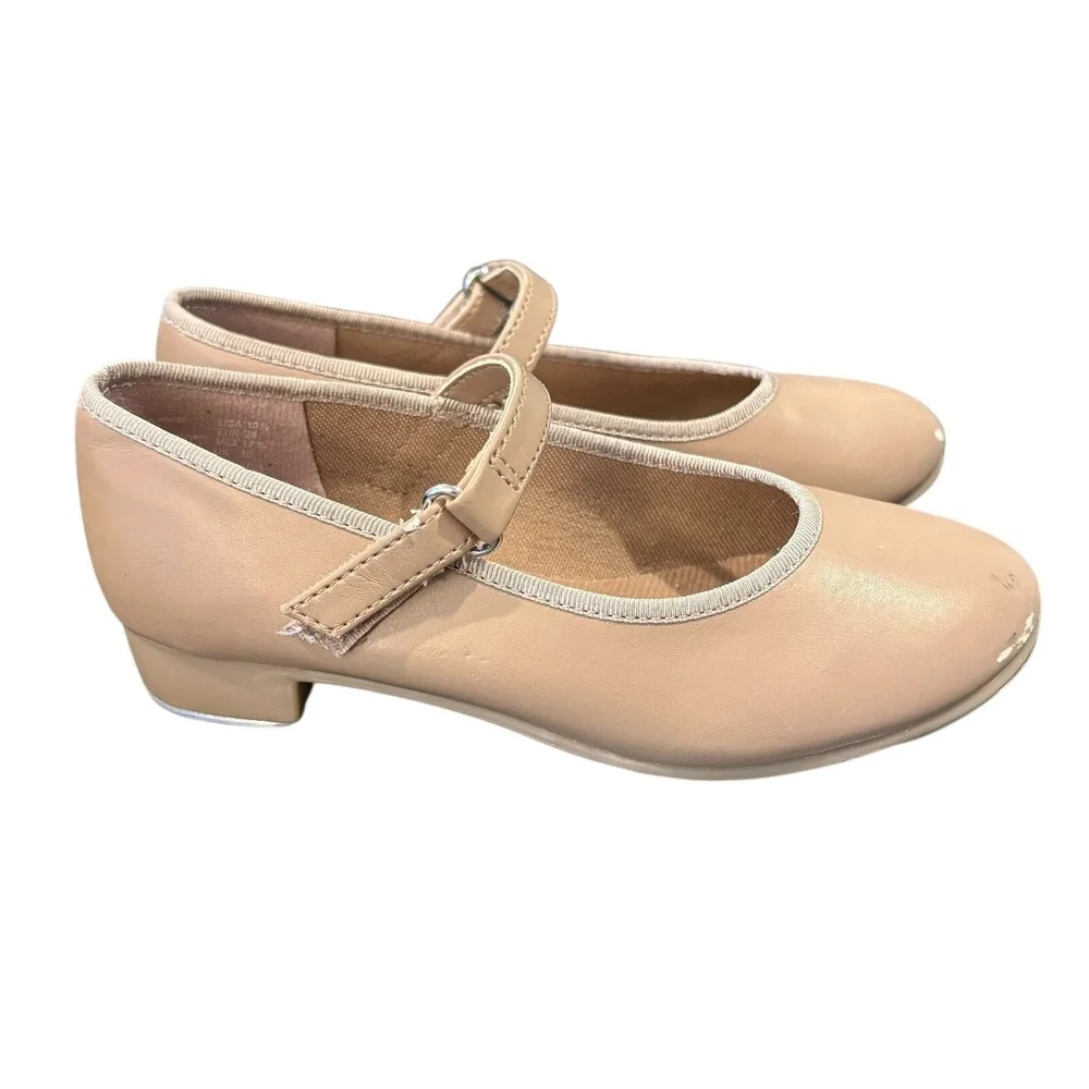 American Ballet Theatre Spotlight Tap‎ Shoes Girls 10.5 Tan Mary Jane Strap